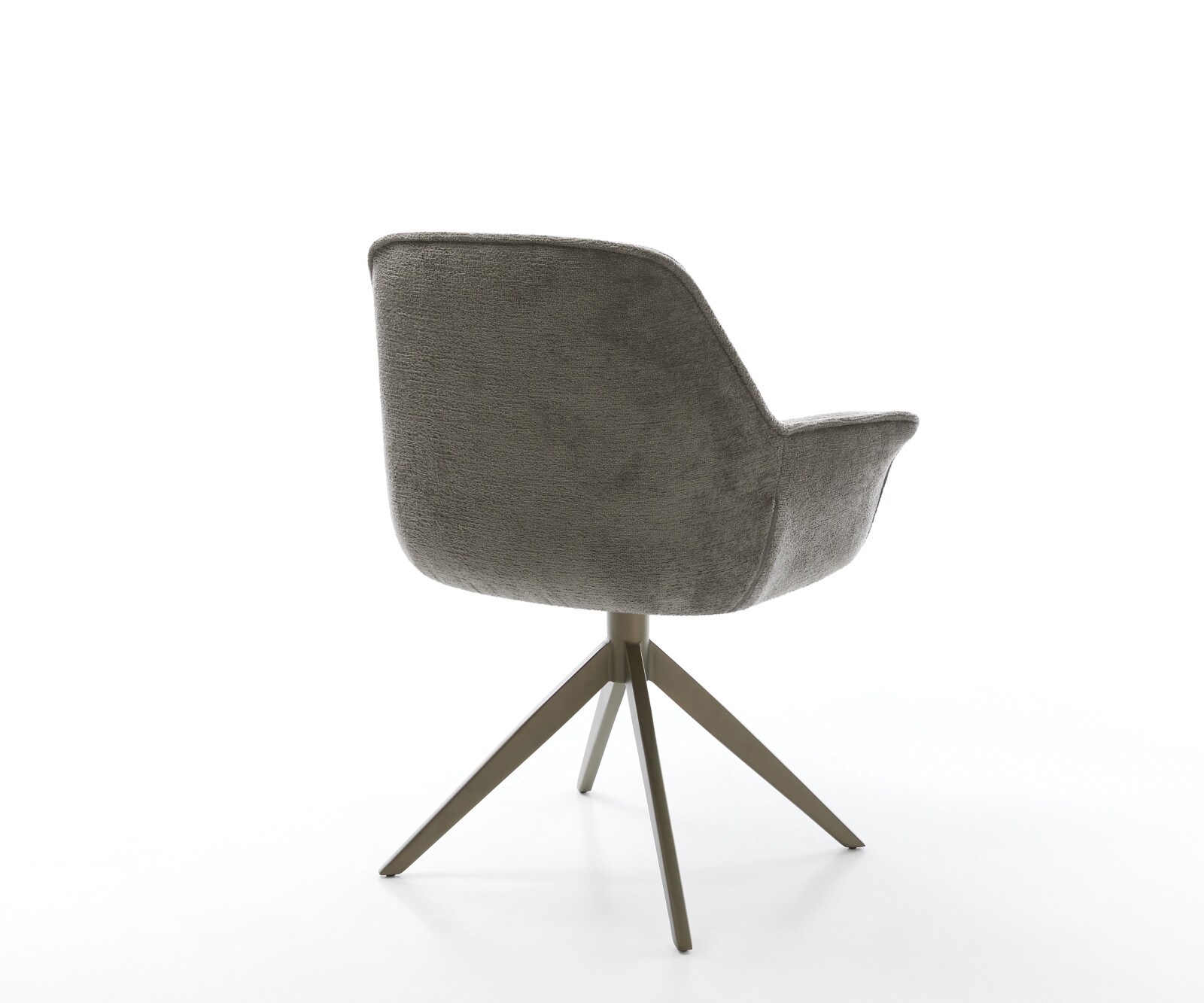 Chaise-pivotante Keila-Flex avec accoudoirs bouclé doux couleur boue pied croisé large aspect titane pivotement sur 360° fonction bascule 5