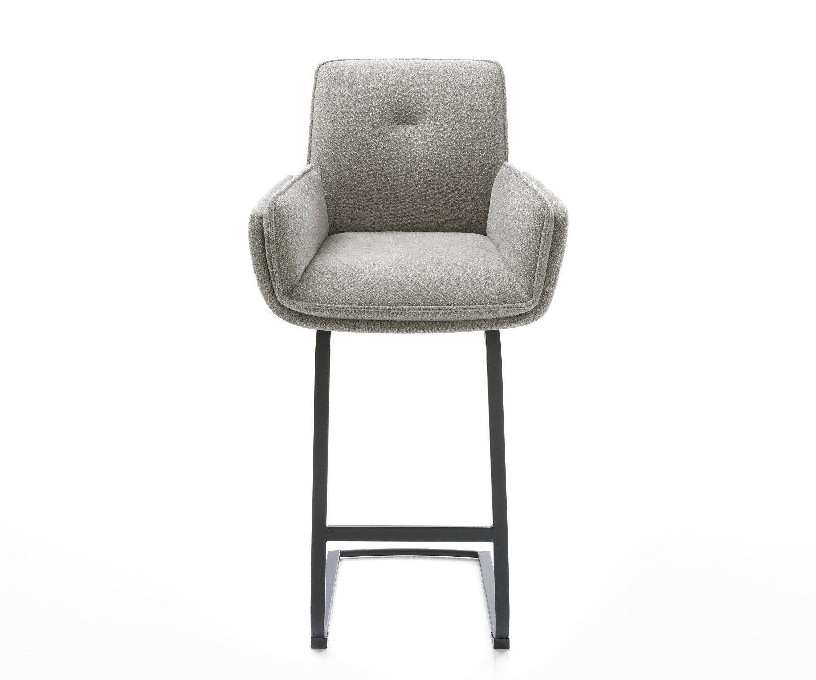 Chaise-de-bar Nela-Flex Tissu structuré doux Gris Pied cantilever plat noir Noir 1