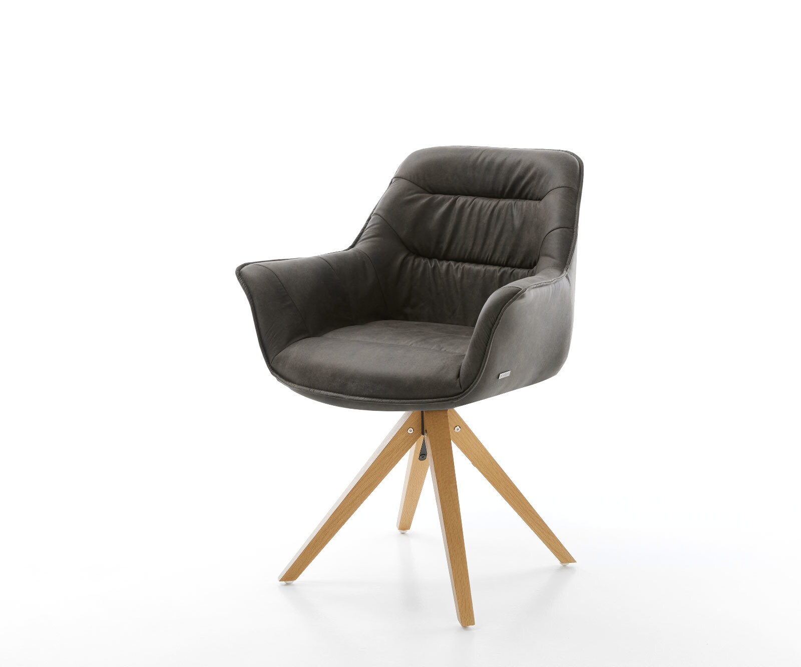 Chaise-de-salle-à-manger Kaira-Flex microvelours anthracite vintage pied en bois angulaire naturel