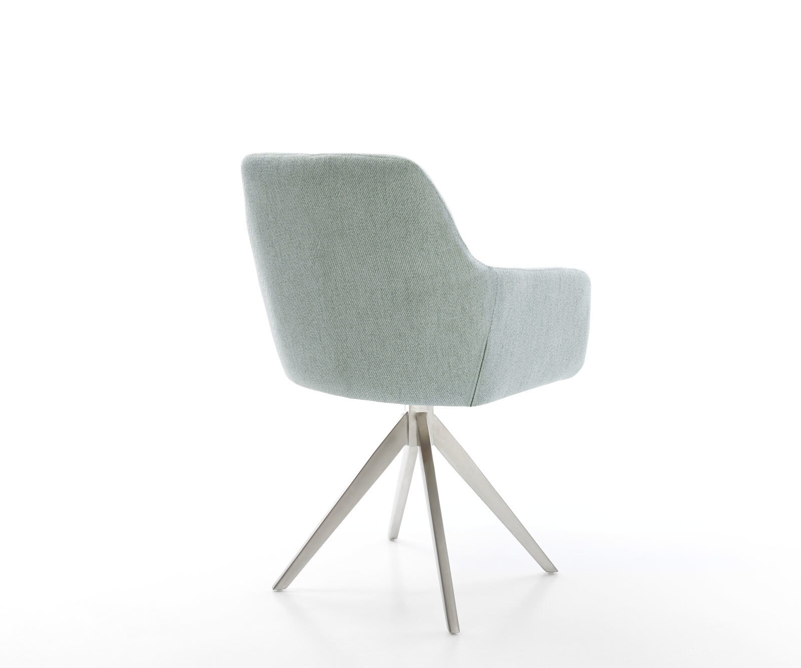 Chaise-de-salle-à-manger Pejo-Flex rayures Vert menthe pied croisé angulaire acier inoxydable brossé 4