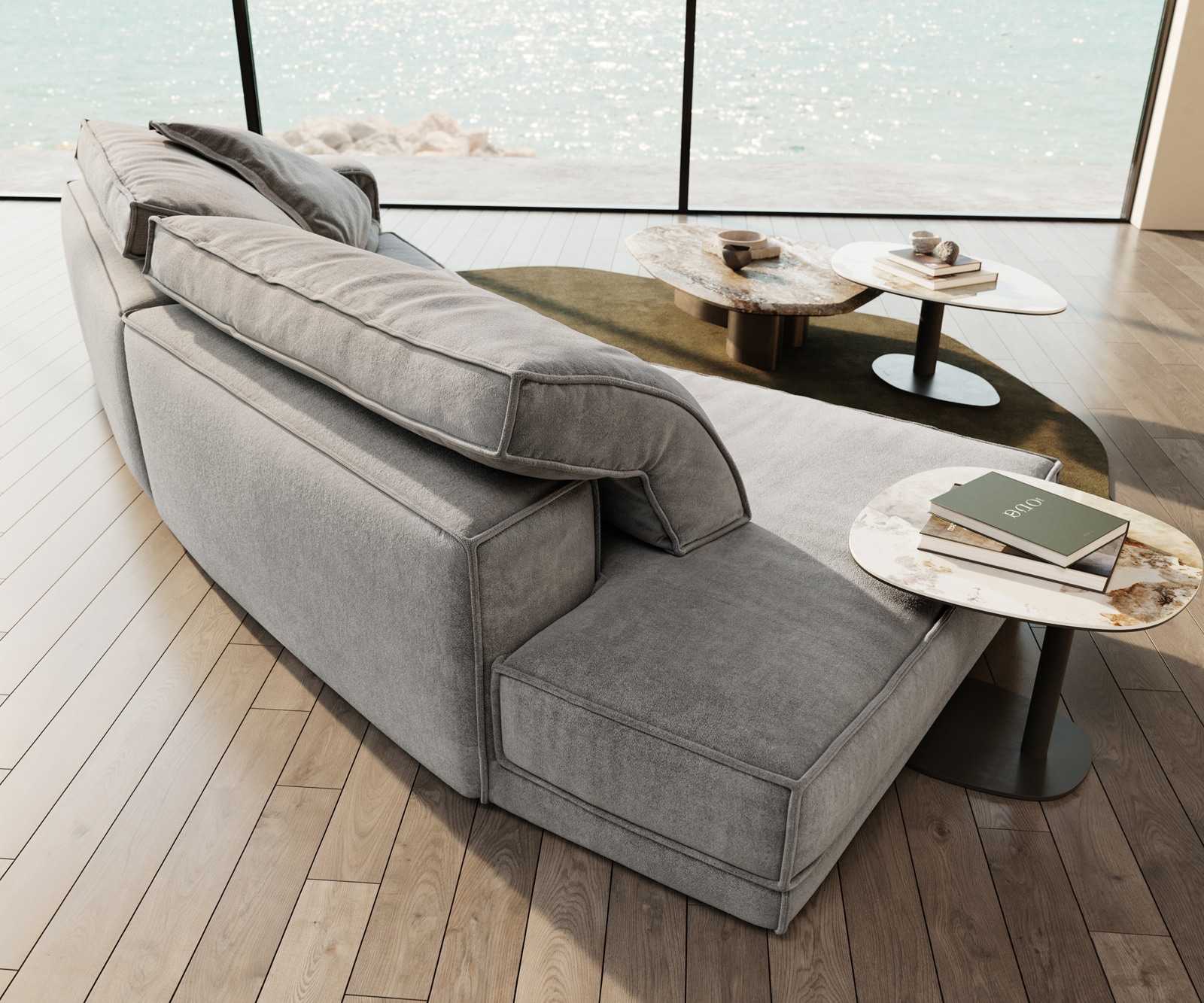 Grand canapé Snoosh 400x150 cm Tissu structuré Soft Gris méridienne gauche 3 Grand canapé Snoosh 400x150 cm Tissu structuré Soft Gris méridienne gauche 3