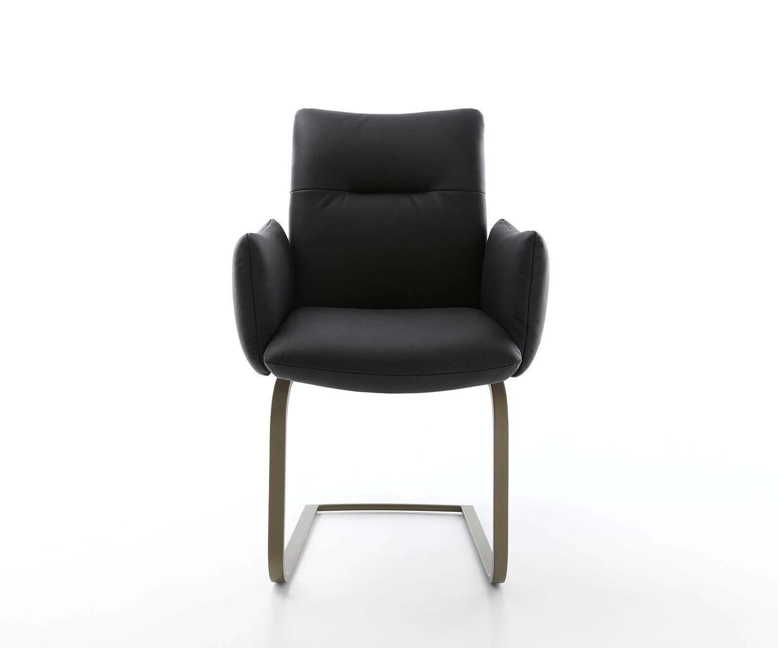 Cantilever Jova-Flex avec accoudoirs cuir de vache noir pied cantilever plat aspect titane ressorts ensachés 1 Cantilever Jova-Flex avec accoudoirs cuir de vache noir pied cantilever plat aspect titane ressorts ensachés 1