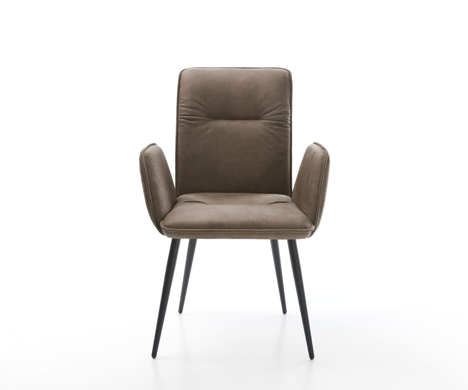 Chaise-de-salle-à-manger Vinja-Flex microvelours taupe vintage 4 pieds coniques noir 1 Chaise-de-salle-à-manger Vinja-Flex microvelours taupe vintage 4 pieds coniques noir 1