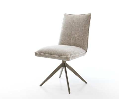 Chaise-pivotante Lelio-Flex tissu tissé doux beige pied croisé large aspect titane pivotement sur 360° fonction bascule resorts ensachés