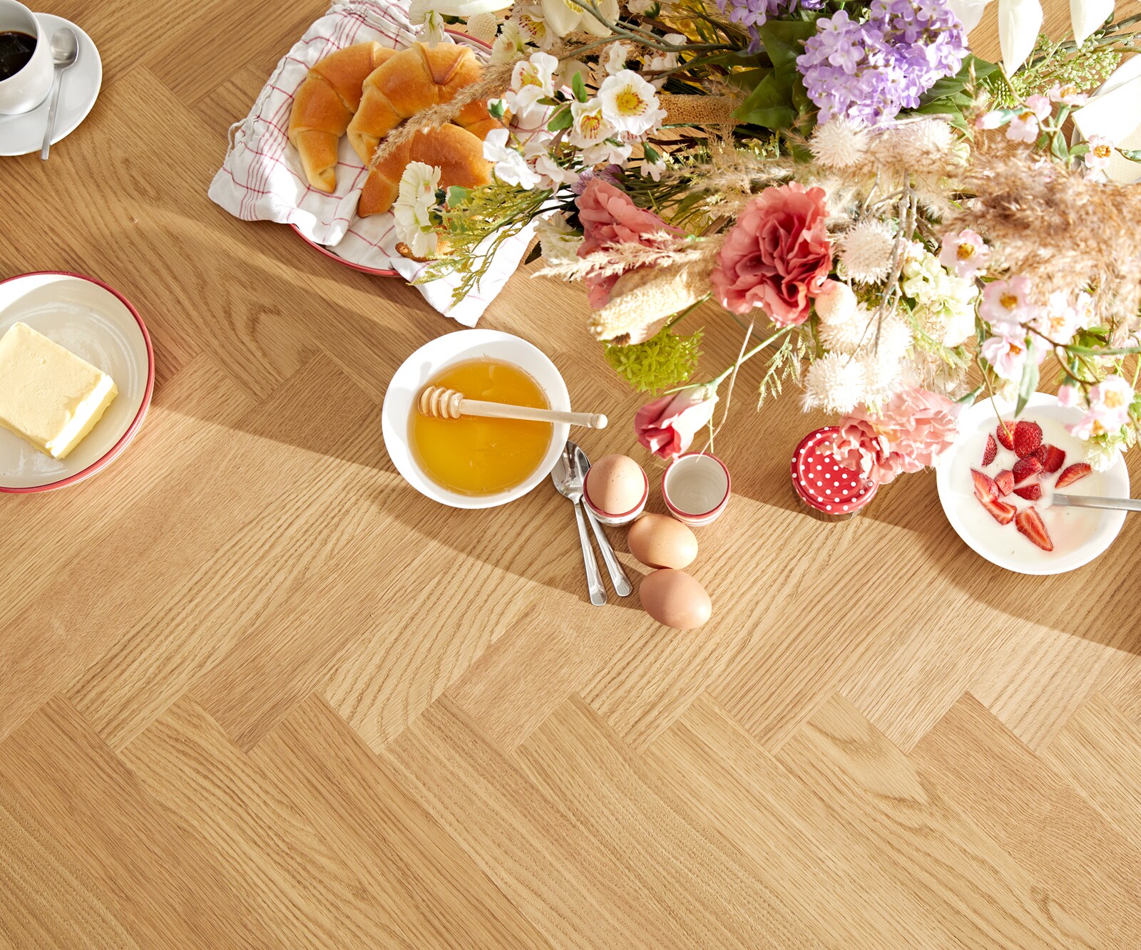 Table à manger Edge-pure 200x100 chêne nature Fishbone patin noir 6