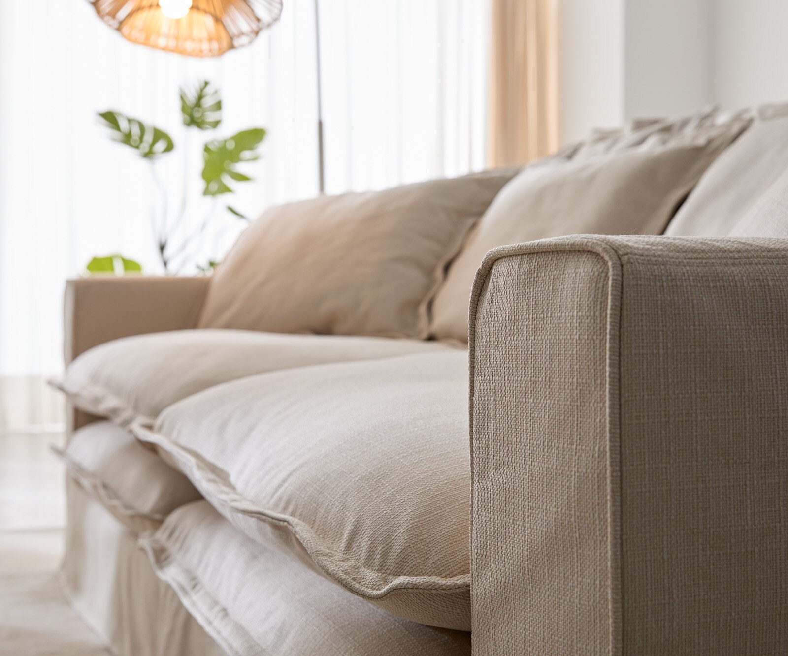 Canapé Noelia 240x145 cm couleur ivoire avec coussin canapé avec housse 6