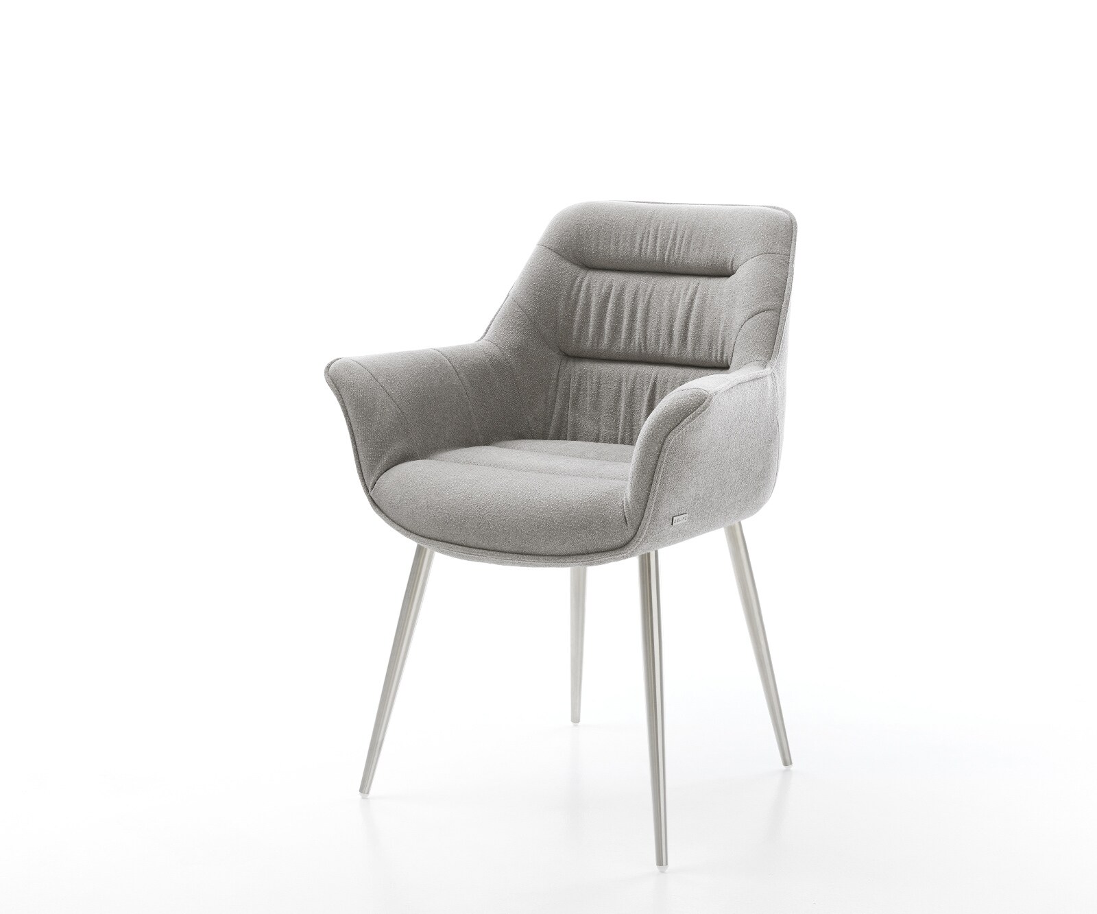 Chaise-de-salle-à-manger Kaira-Flex tissu structuré doux gris 4 pieds coniques acier inoxydable 1
