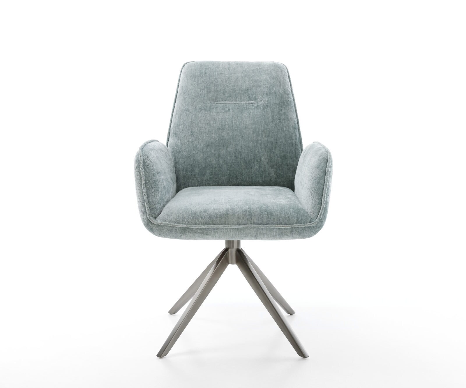 Chaise-pivotante Zoa-Flex chenille bleu pastel pied croisé large grafiete pivotement sur 360° fonction bascule ressorts ensachés 2