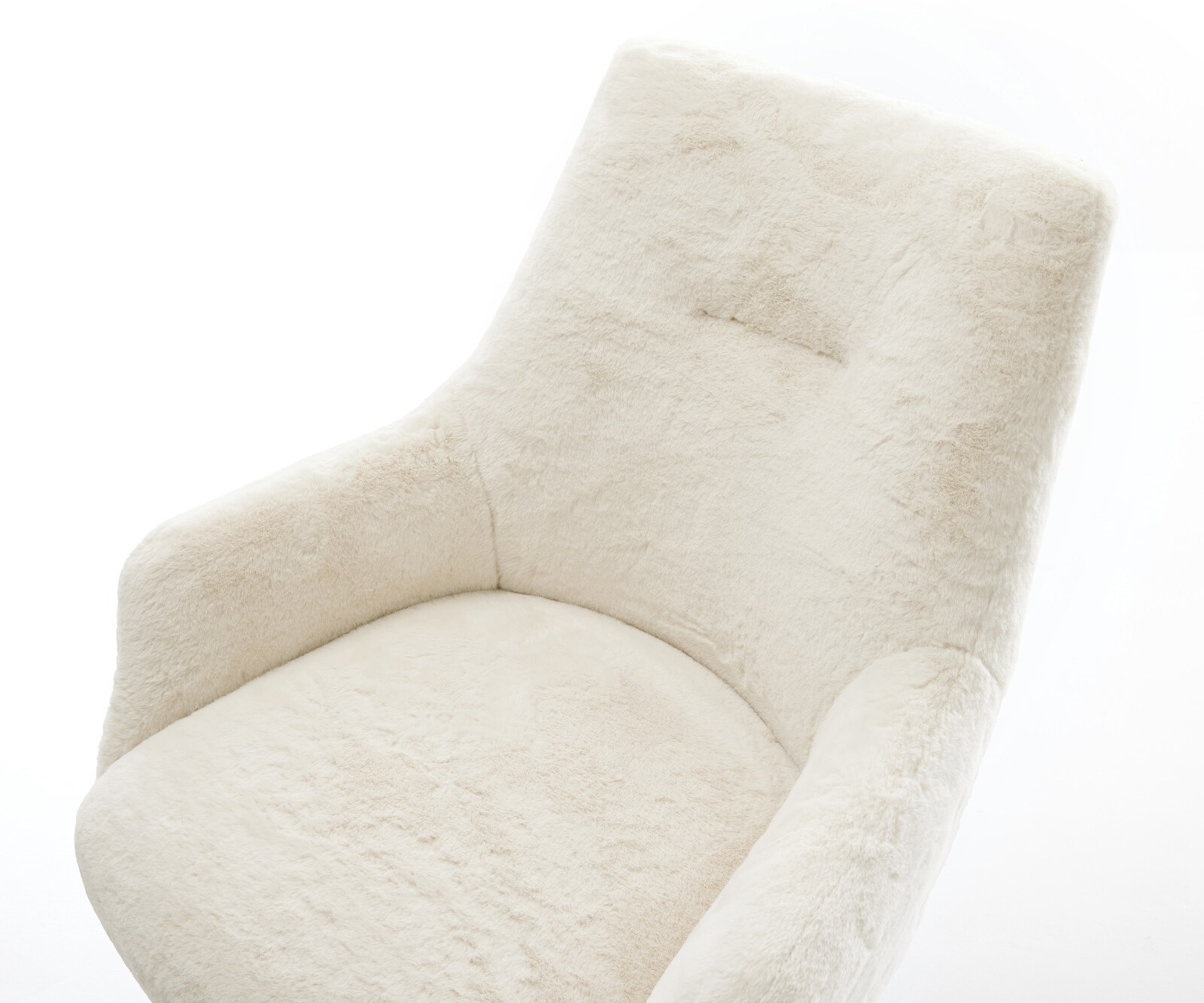 Chaise-de-salle-à-manger Alja-Flex avec accoudoirs peluche crème-blanc pied trapèze acier inoxydable resorts ensachés 4
