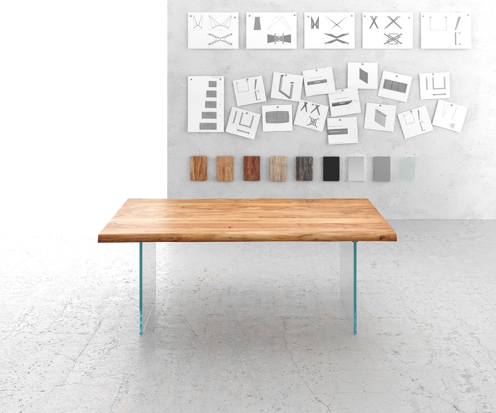 Table-à-manger Edge 200x100 XL acacia nature verre Live-Edge 1 Table-à-manger Edge 200x100 XL acacia nature verre Live-Edge 1