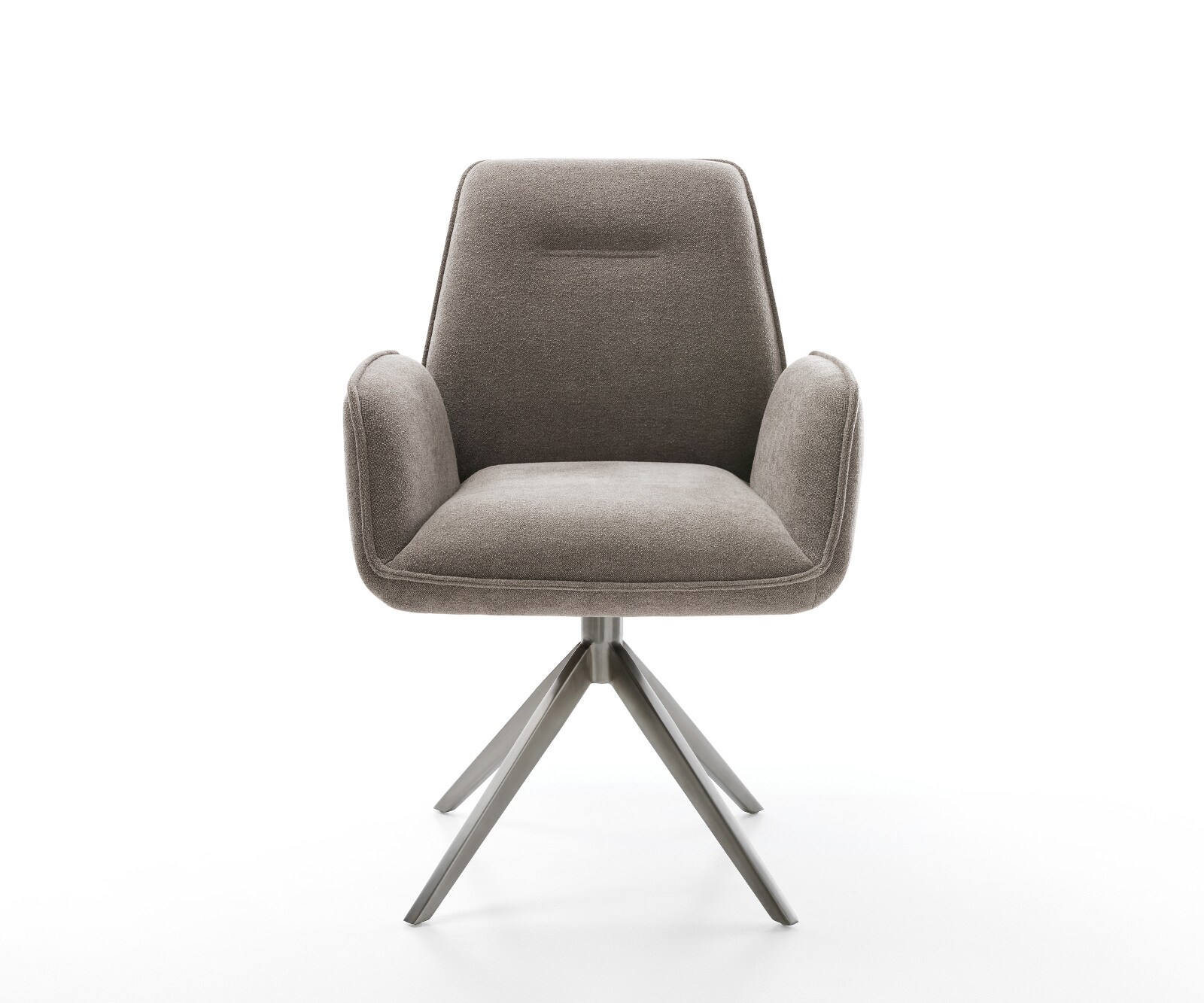 Chaise-pivotante Zoa-Flex tissu structuré doux taupe pied croisé large grafiete pivotement sur 360° fonction bascule ressorts ensachés 1