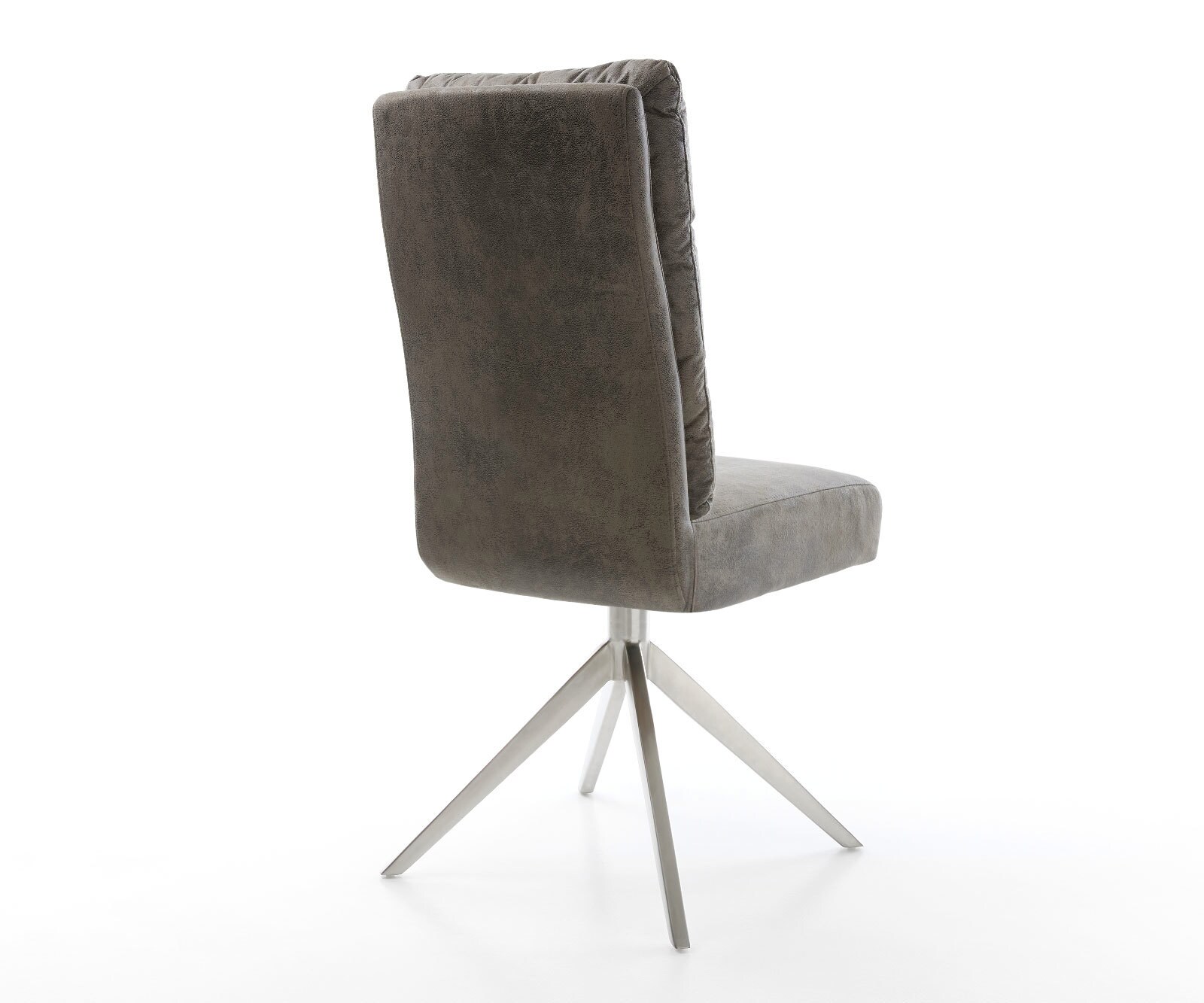 Chaise-pivotante Pela-Flex microvelours gris antique pied croisé large acier inoxydable brossé pivotement sur 360° fonction bascule ressorts ensachés 5
