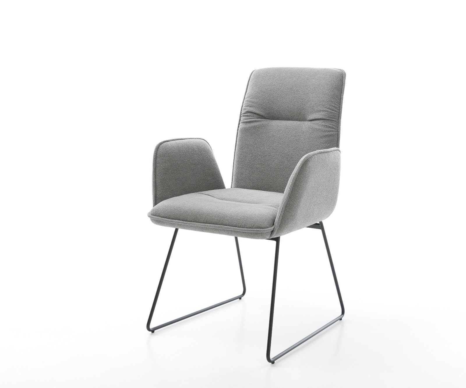 Chaise-de-salle-à-manger Vinja-Flex tissu structuré doux gris pied trapèze noir