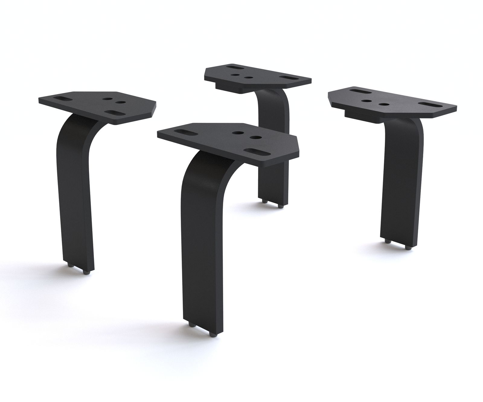 Pied-en-L 15 cm métal noir pour tous types de meubles (set de 4)