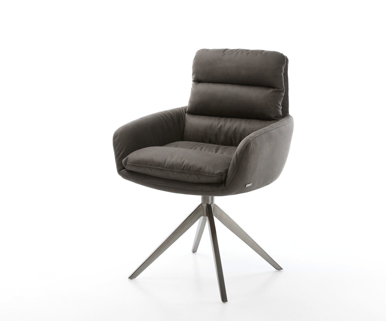 Chaise-pivotante Abelia-Flex avec accoudoirs microvelours anthracite vintage pied croisé large grafiete pivotement sur 360° fonction bascule 1