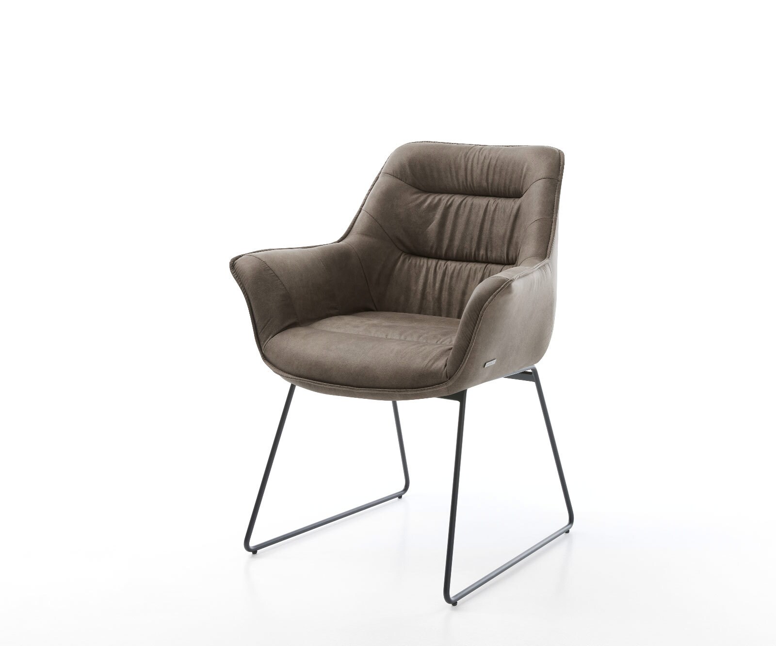 Chaise-de-salle-à-manger Kaira-Flex microvelours taupe vintage pied trapèze noir