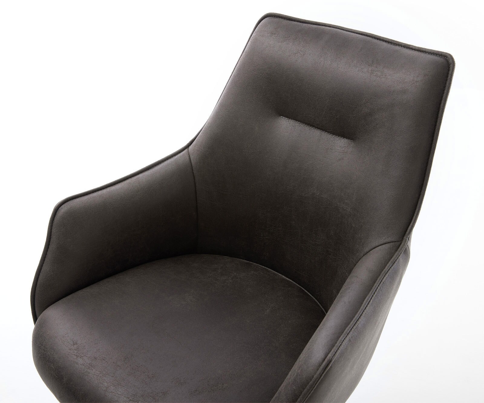 Cantilever Alja-Flex avec accoudoirs microvelours anthracite vintage pied cantilever rond acier inoxydable brossé ressorts ensachés 4