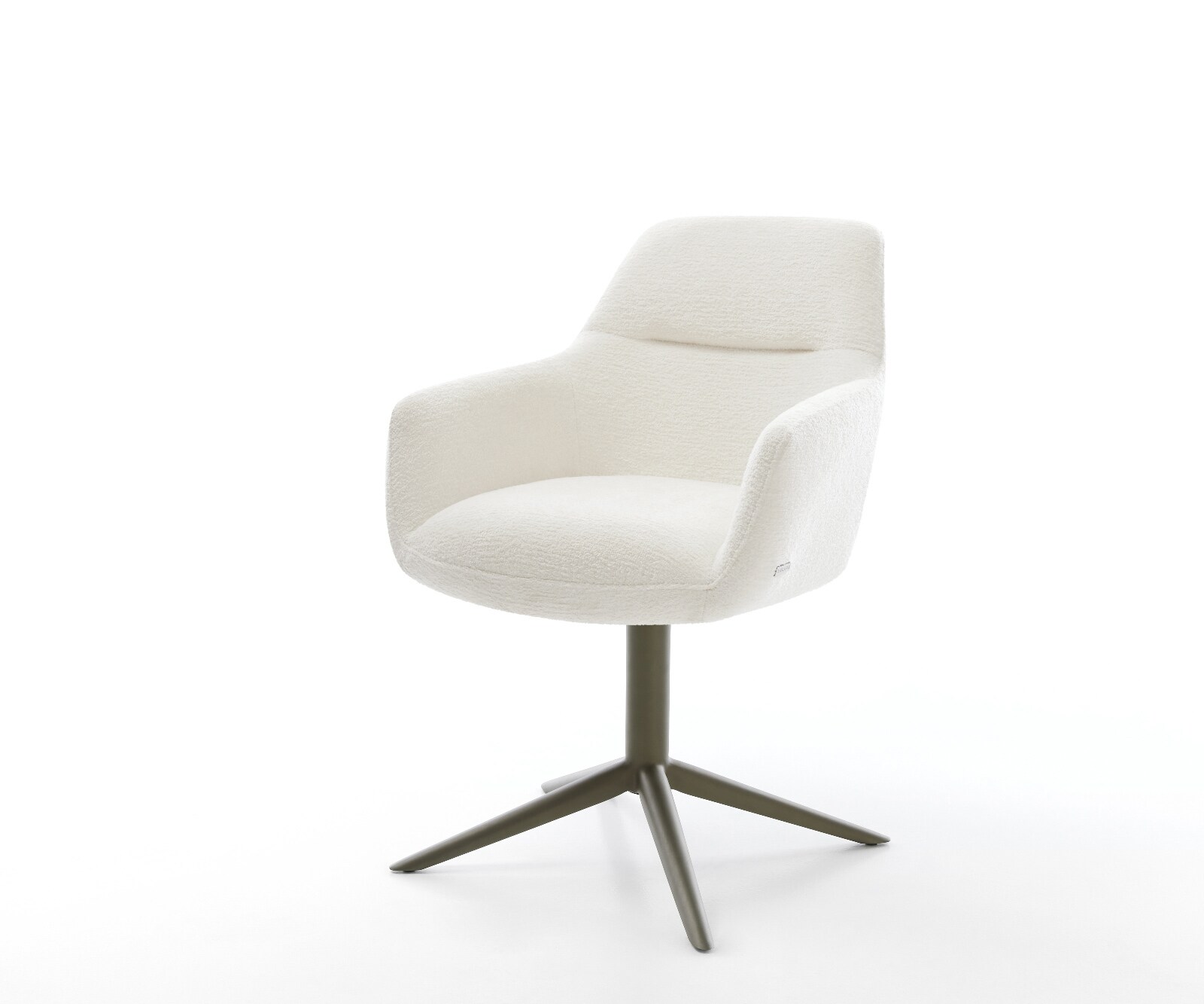 Chaise-pivotante Pejo-Flex bouclé doux beige pied de chaise 4 branches aspect titane pivotement sur 360° fonction bascule resorts ensachés