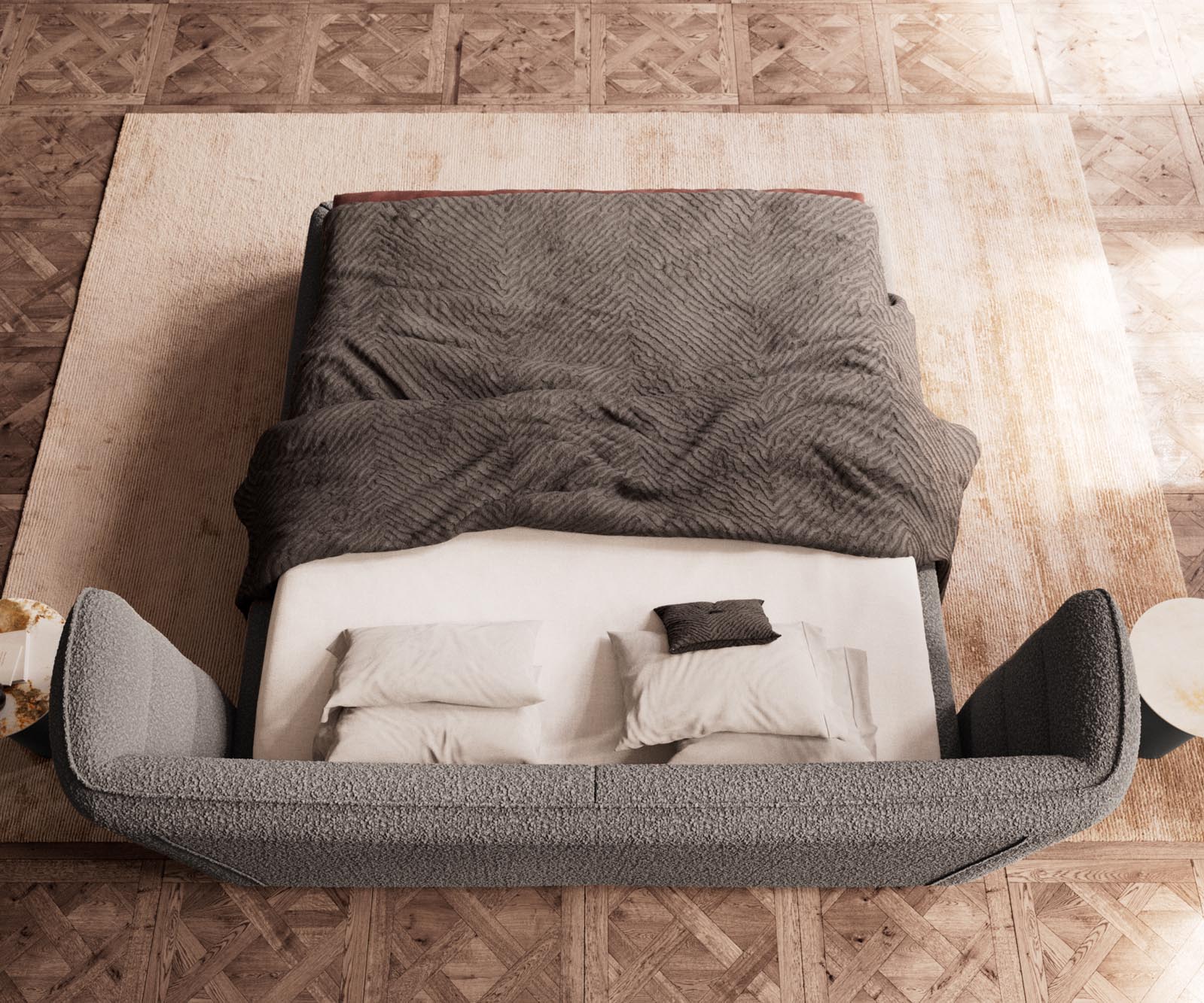 Sommier rembourré Simea 180x200 cm Bouclé Gris Argenté 6 Sommier rembourré Simea 180x200 cm Bouclé Gris Argenté 6