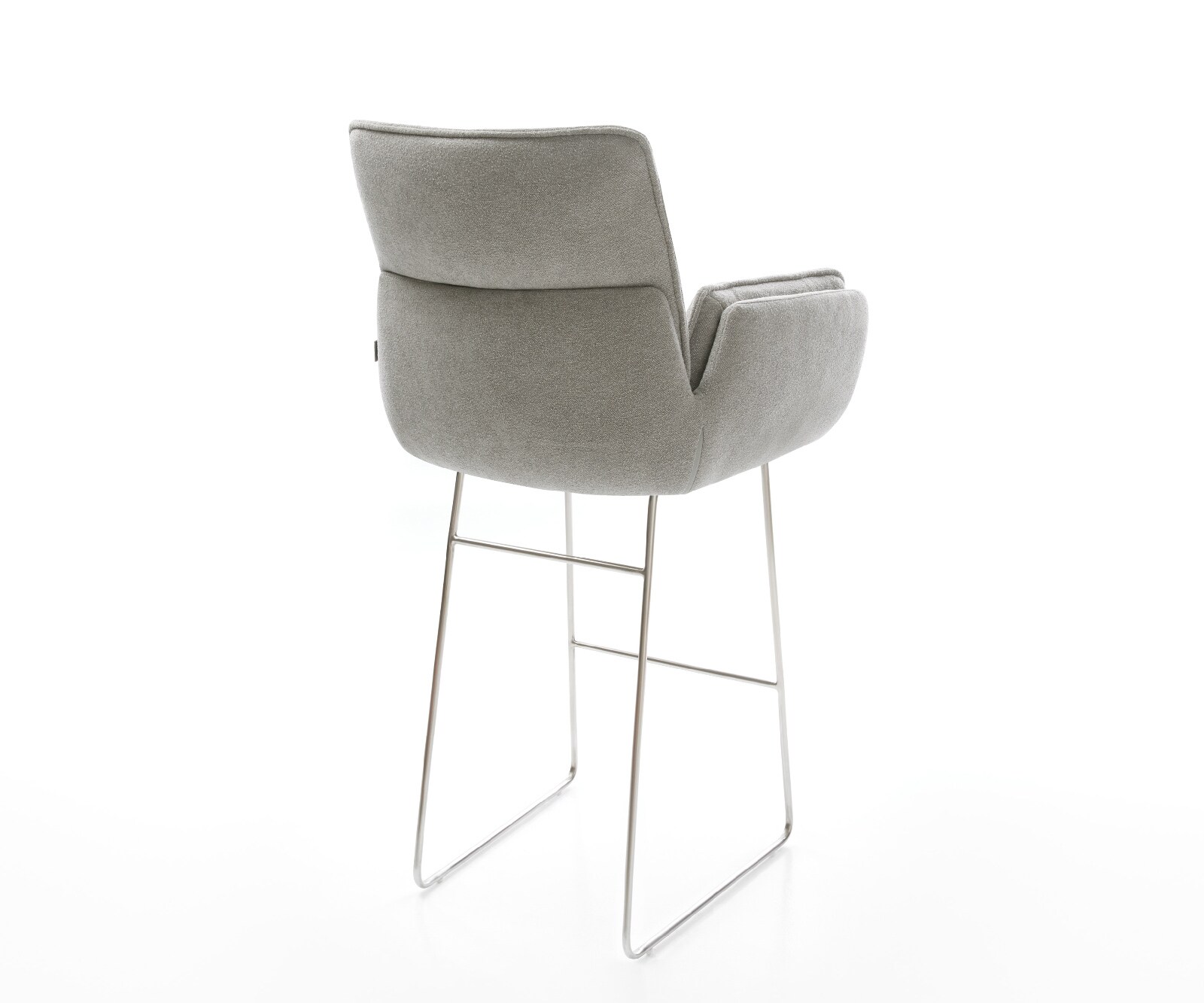 Chaise-de-bar Nela-Flex Tissu structuré doux Gris Pied trapèze acier inoxydable Argent 5