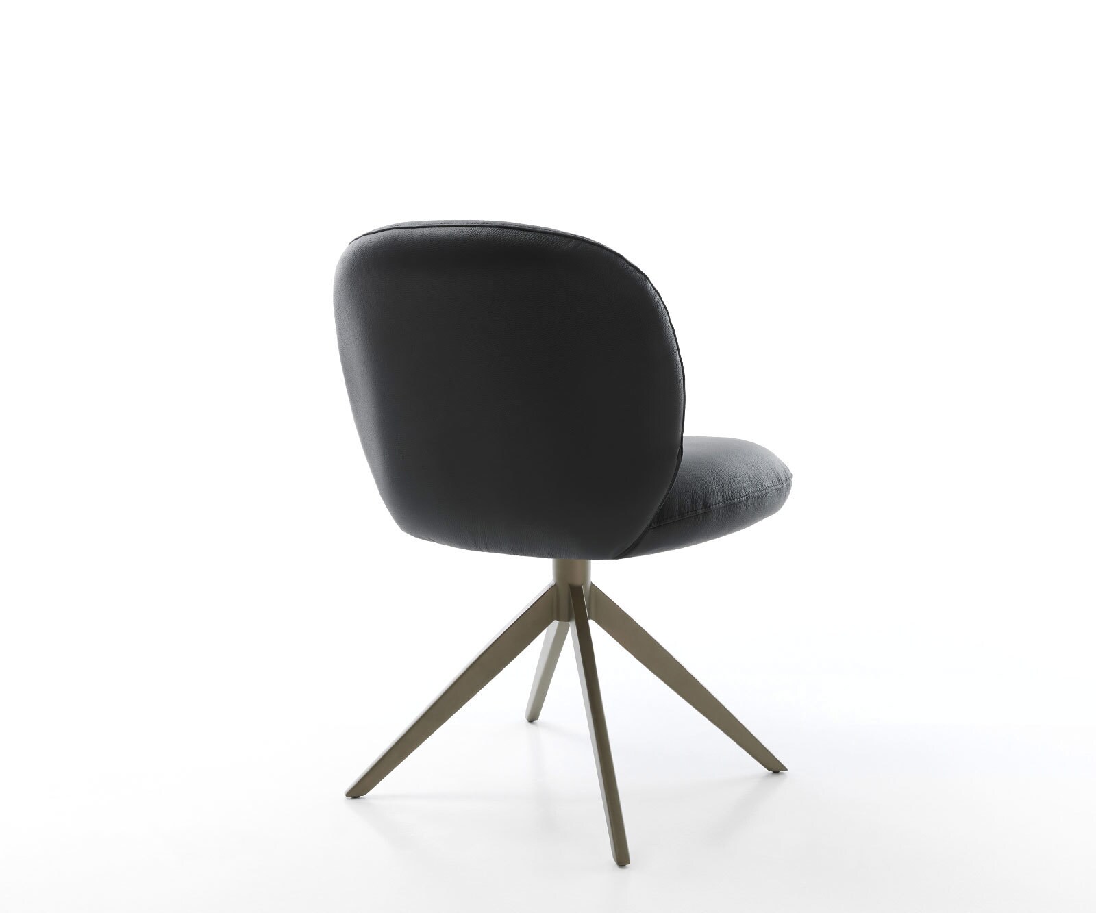 Chaise-pivotante Nube-Flex cuir de vache noir pied croisé large aspect titane pivotement sur 360° fonction bascule ressorts ensachés 5