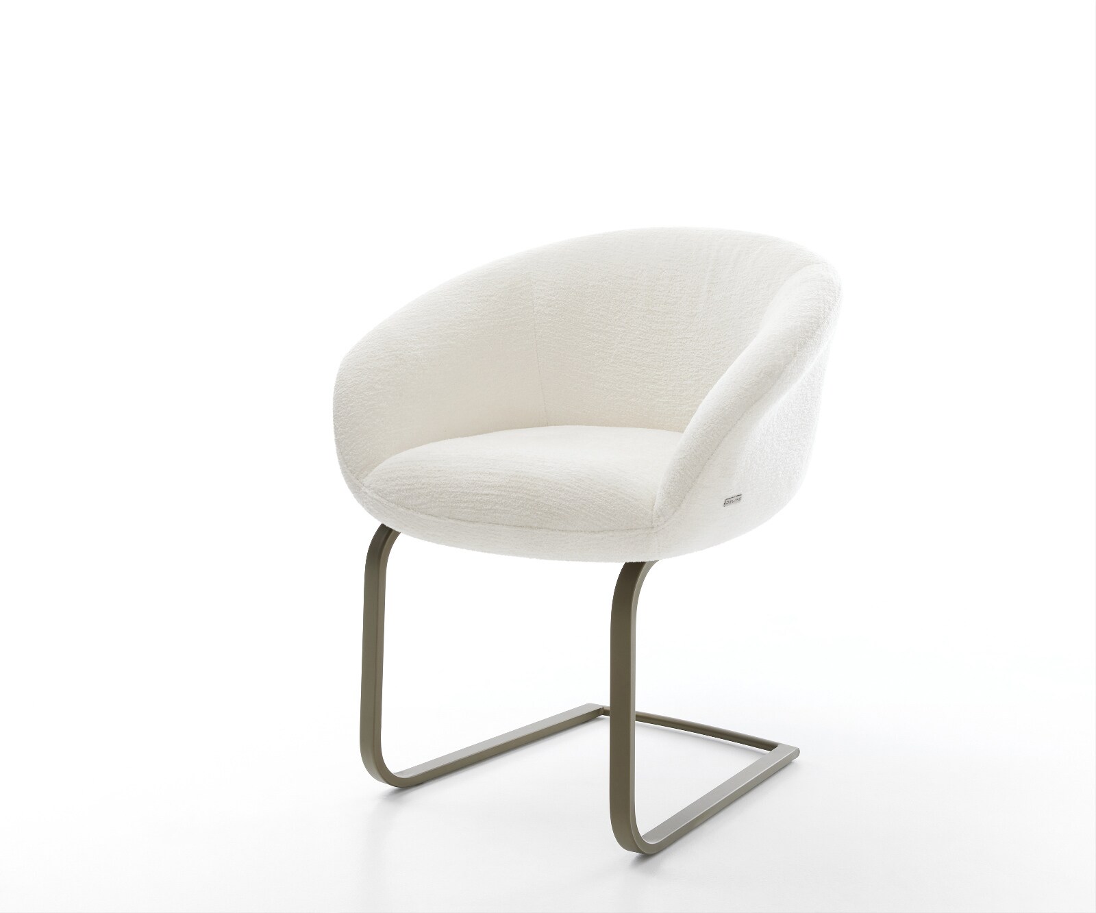 Cantilever Vinka-Flex avec accoudoirs bouclé doux beige pied cantilever plat aspect titane resorts ensachés 1