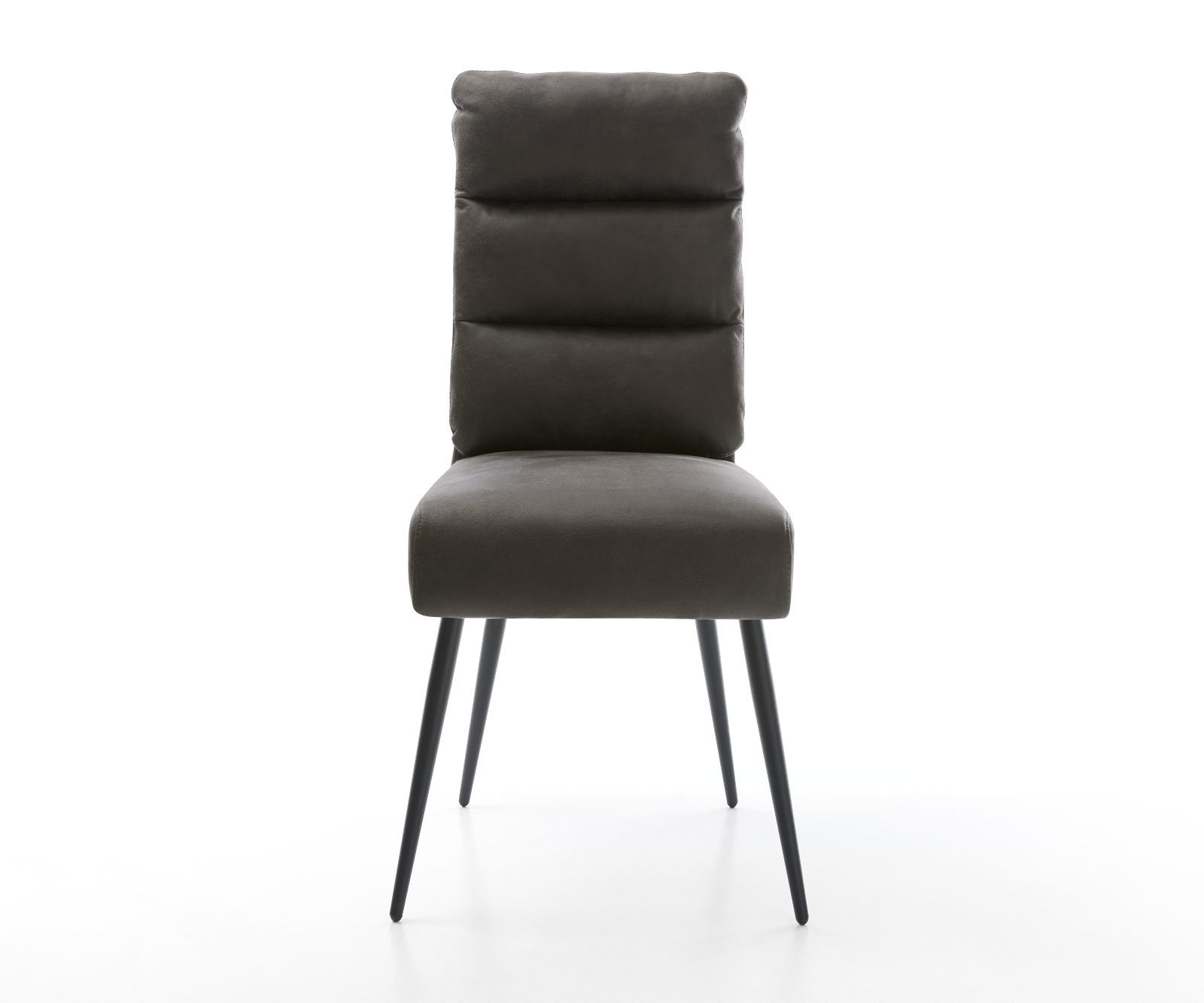 Chaise-de-salle-à-manger Pela-Flex microvelours anthracite vintage 4 pieds coniques noir ressorts ensachés 1 Chaise-de-salle-à-manger Pela-Flex microvelours anthracite vintage 4 pieds coniques noir ressorts ensachés 1