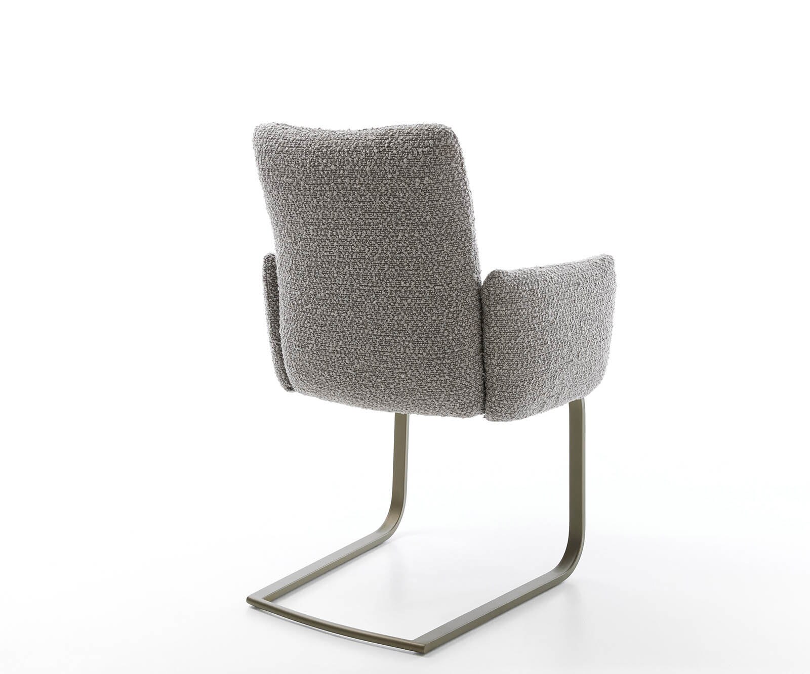 Cantilever Jova-Flex avec accoudoirs bouclé gris argenté pied cantilever plat aspect titane ressorts ensachés 4 Cantilever Jova-Flex avec accoudoirs bouclé gris argenté pied cantilever plat aspect titane ressorts ensachés 4