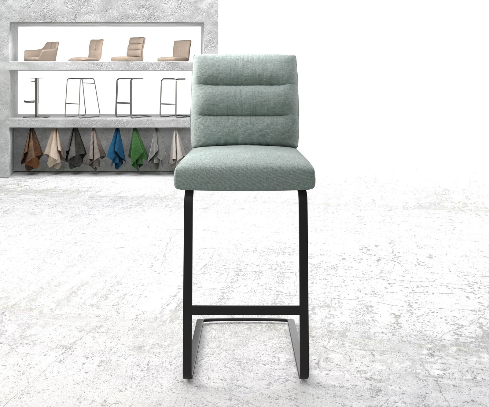 Chaise-de-bar Pela-Flex rayures menthe chaise cantilever métal plat 1