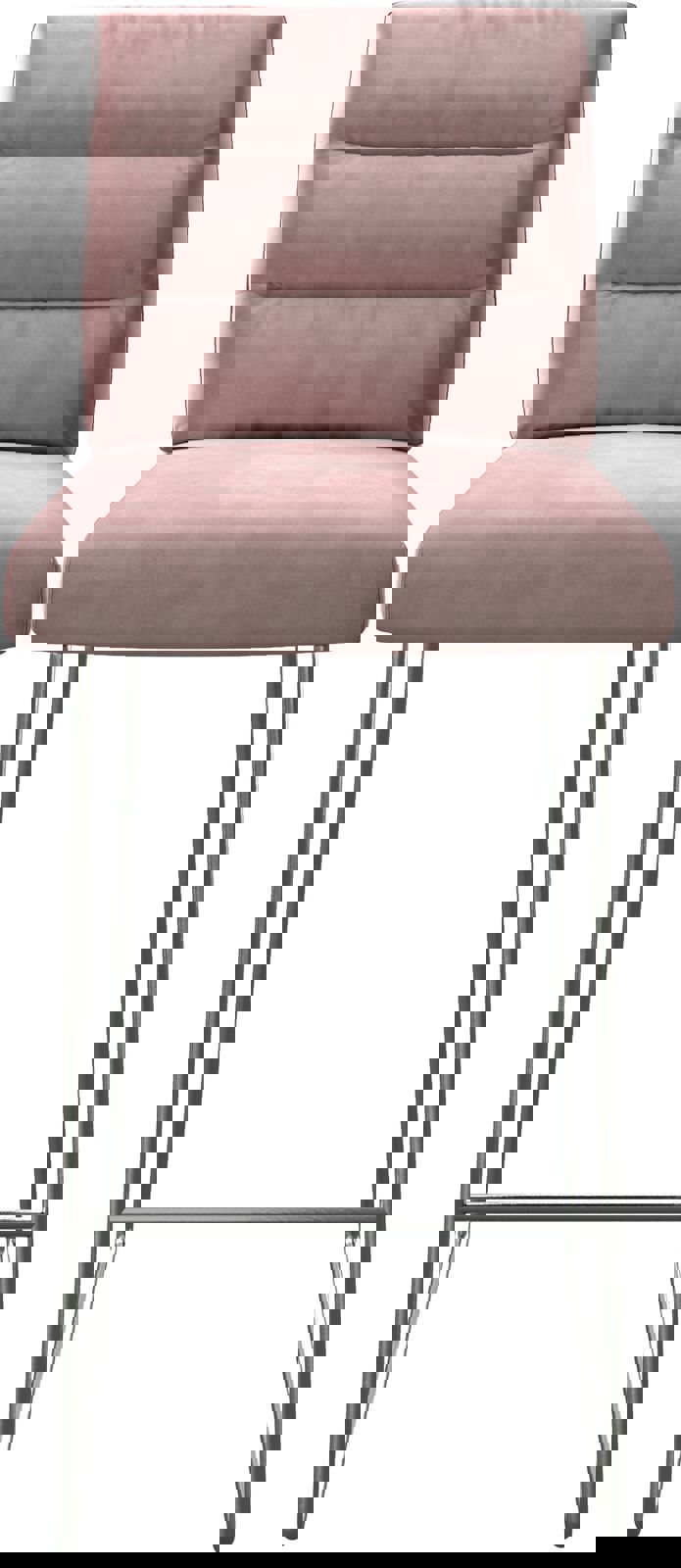 Chaise-de-bar Pela-Flex velours rosé cadre de patins acier inoxydable 3 Chaise-de-bar Pela-Flex velours rosé cadre de patins acier inoxydable 3