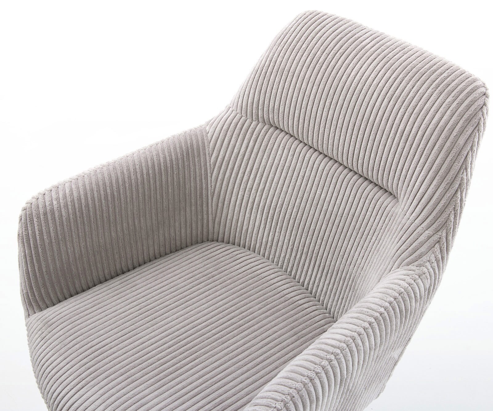 Chaise-de-salle-à-manger Pejo-Flex côtelé gris argenté pied trapèze acier inoxydable brossé ressorts ensachés 4