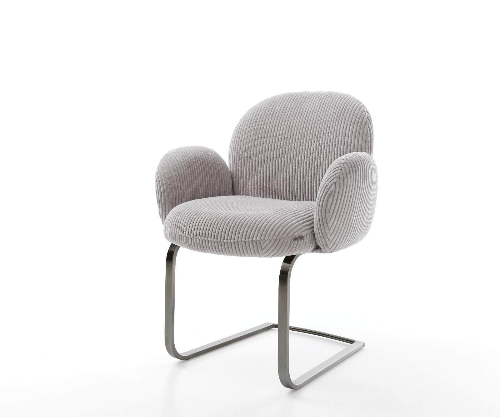 Cantilever Nube-Flex avec accoudoirs côtelé gris argenté pied cantilever plat grafiete ressorts ensachés 1
