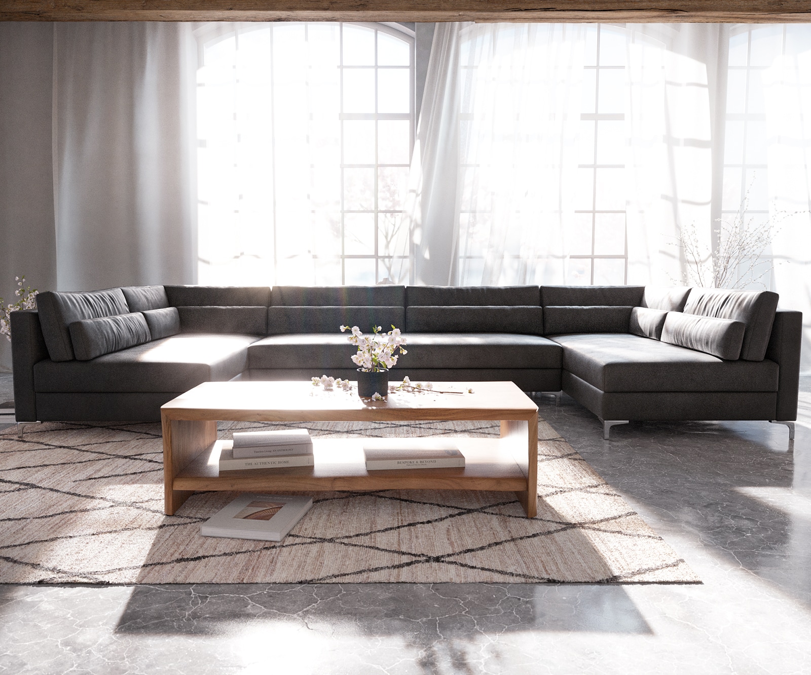 Canapé-panoramique Elio XL 400x185 cm similicuir vintage anthracite 1 Canapé-panoramique Elio XL 400x185 cm similicuir vintage anthracite 1