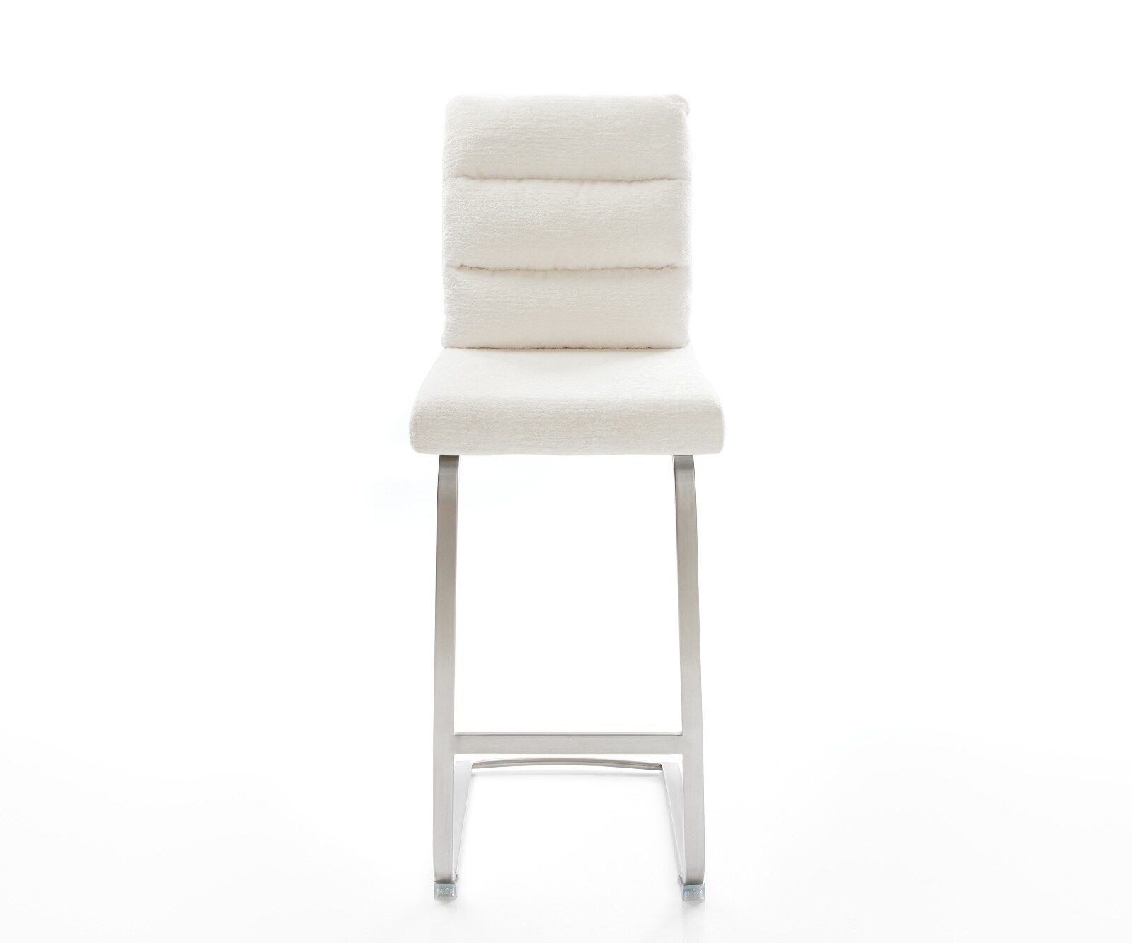 Chaise-de-bar Pela-Flex Bouclé doux Beige Pied cantilever acier inoxydable Argent 2