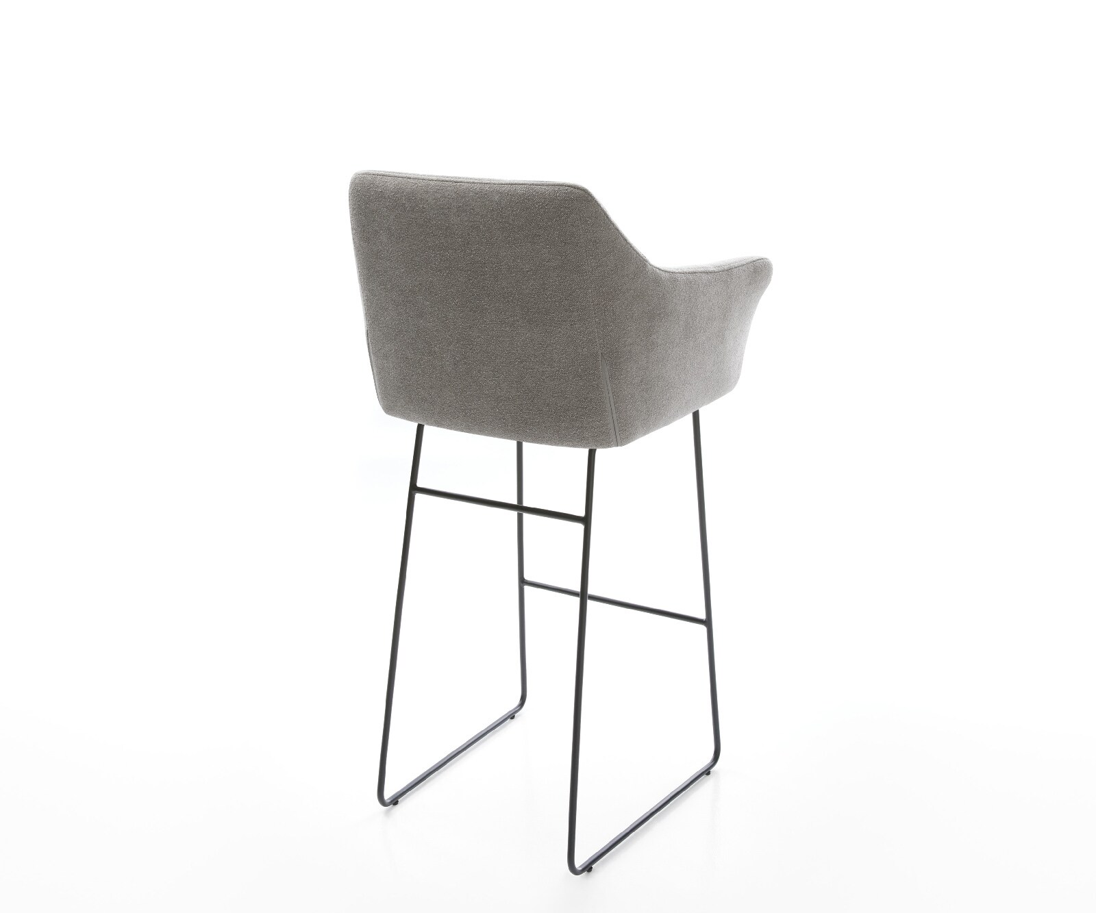 Chaise-de-bar Yulo-Flex Tissu structuré doux Gris Pied trapèze noir Noir 4