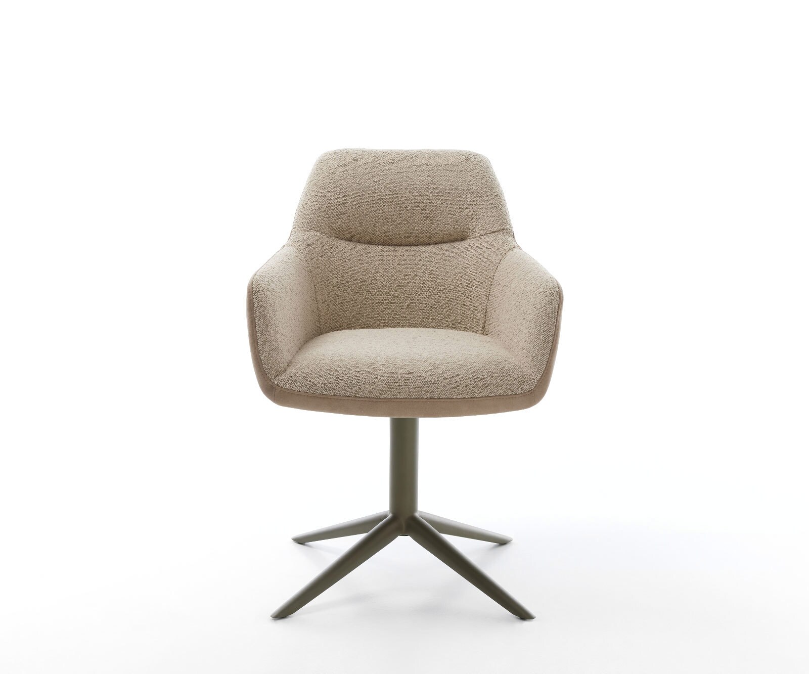 Chaise-pivotante Pejo-Flex tissu mixte couleur boue pied de chaise 4 branches aspect titane pivotement sur 360° fonction bascule ressorts ensachés 1