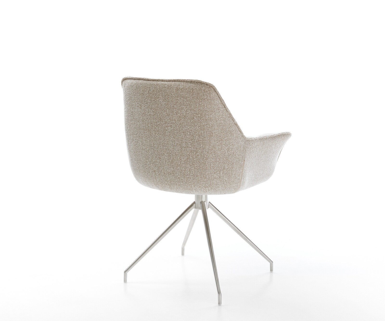 Chaise-de-salle-à-manger Kaira-Flex tissu tissé doux beige pied croisé conique acier inoxydable 4