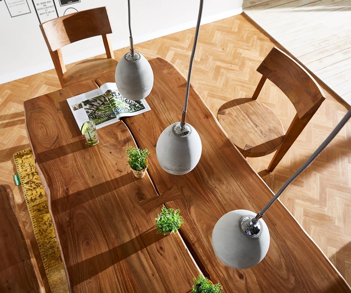 Plafonnier Cirillo gris 70x15 cm 3 abat-jour suspension béton 3 Plafonnier Cirillo gris 70x15 cm 3 abat-jour suspension béton 3