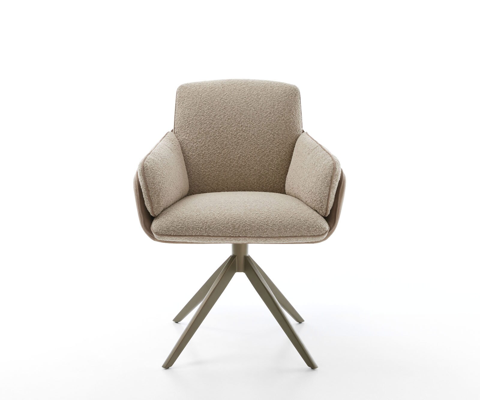 Chaise-pivotante Luan-Flex avec accoudoirs tissu mixte couleur boue pied croisé large aspect titane pivotement sur 360° 1 Chaise-pivotante Luan-Flex avec accoudoirs tissu mixte couleur boue pied croisé large aspect titane pivotement sur 360° 1