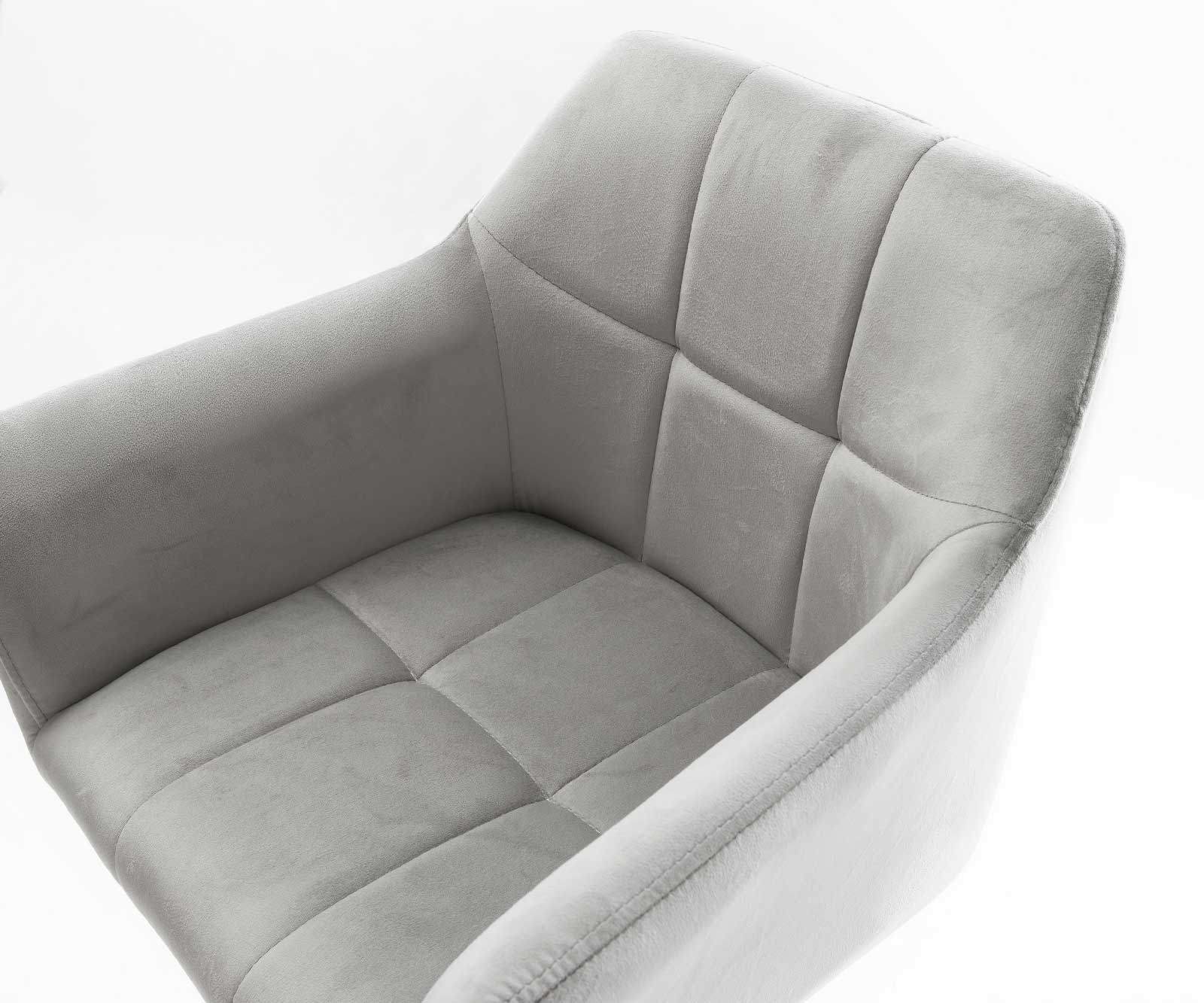 Chaise-de-bar Yulo-Flex velours gris pied pivotant réglable en hauteur métal 3