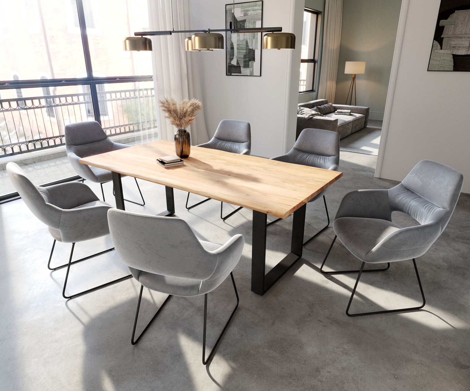 Chaise-de-salle-à-manger Yago-Flex avec accoudoirs velours gris pied trapèze noir ressorts ensachés 3 Chaise-de-salle-à-manger Yago-Flex avec accoudoirs velours gris pied trapèze noir ressorts ensachés 3