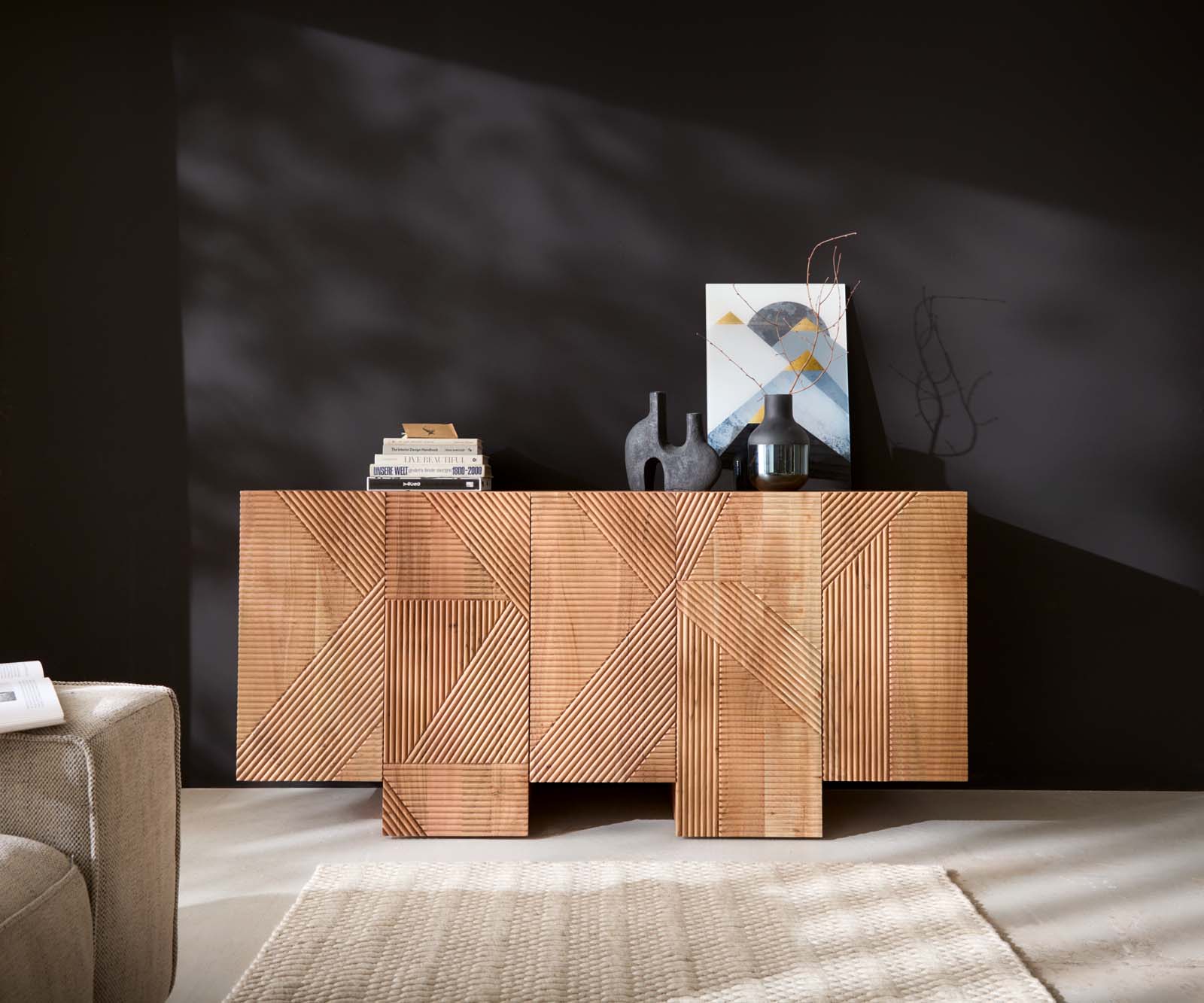 Buffet Naxxar 180 cm Acacia Naturel 5 portes 1