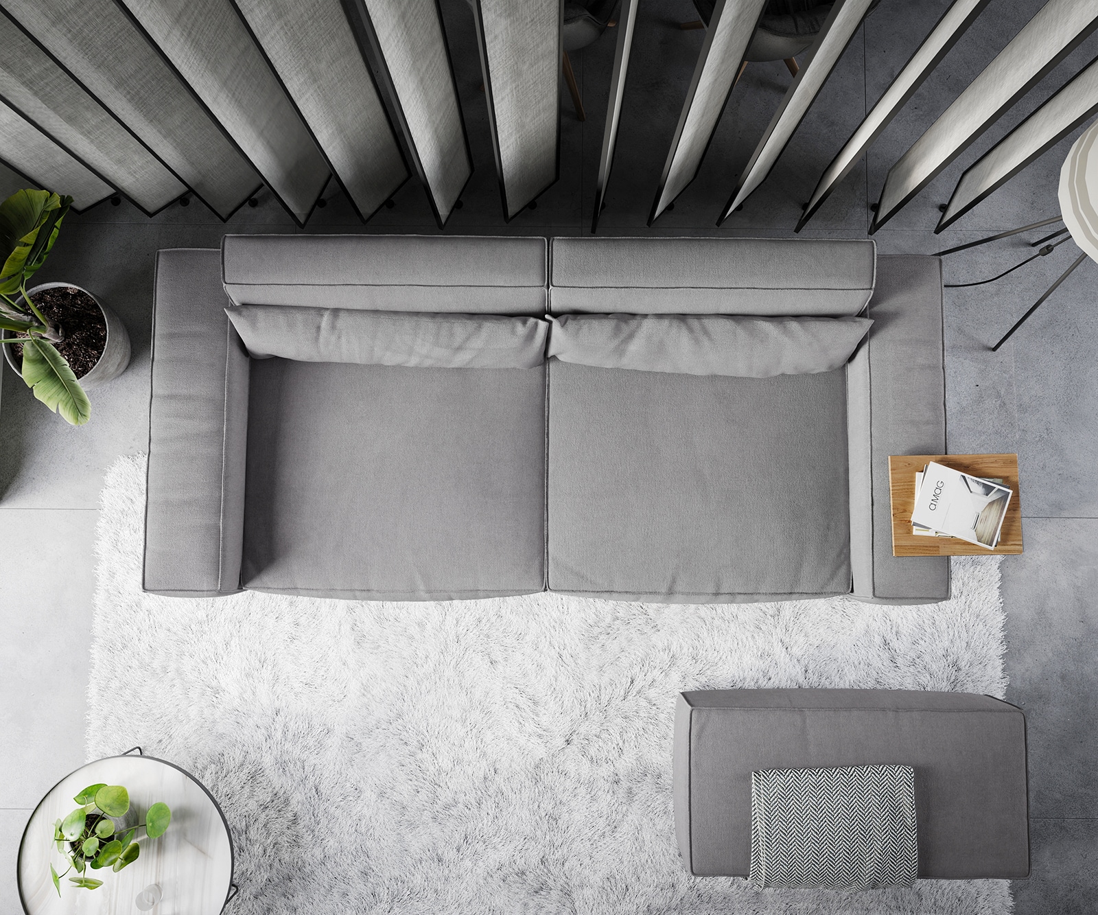 Grand Canapé Sirpio XL 270x130 cm Microfibre Gris avec Tabouret 5 Grand Canapé Sirpio XL 270x130 cm Microfibre Gris avec Tabouret 5