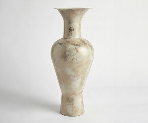 Vase Medora l27 x P27 x H71 cm Métal Alabaster Gold Fait main