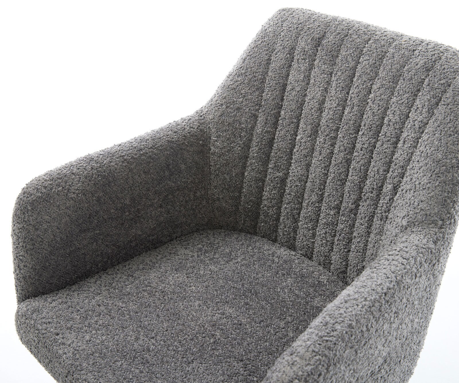 Chaise-de-salle-à-manger Greg-Flex bouclé gris 4 pieds coniques noir ressorts ensachés 3 Chaise-de-salle-à-manger Greg-Flex bouclé gris 4 pieds coniques noir ressorts ensachés 3