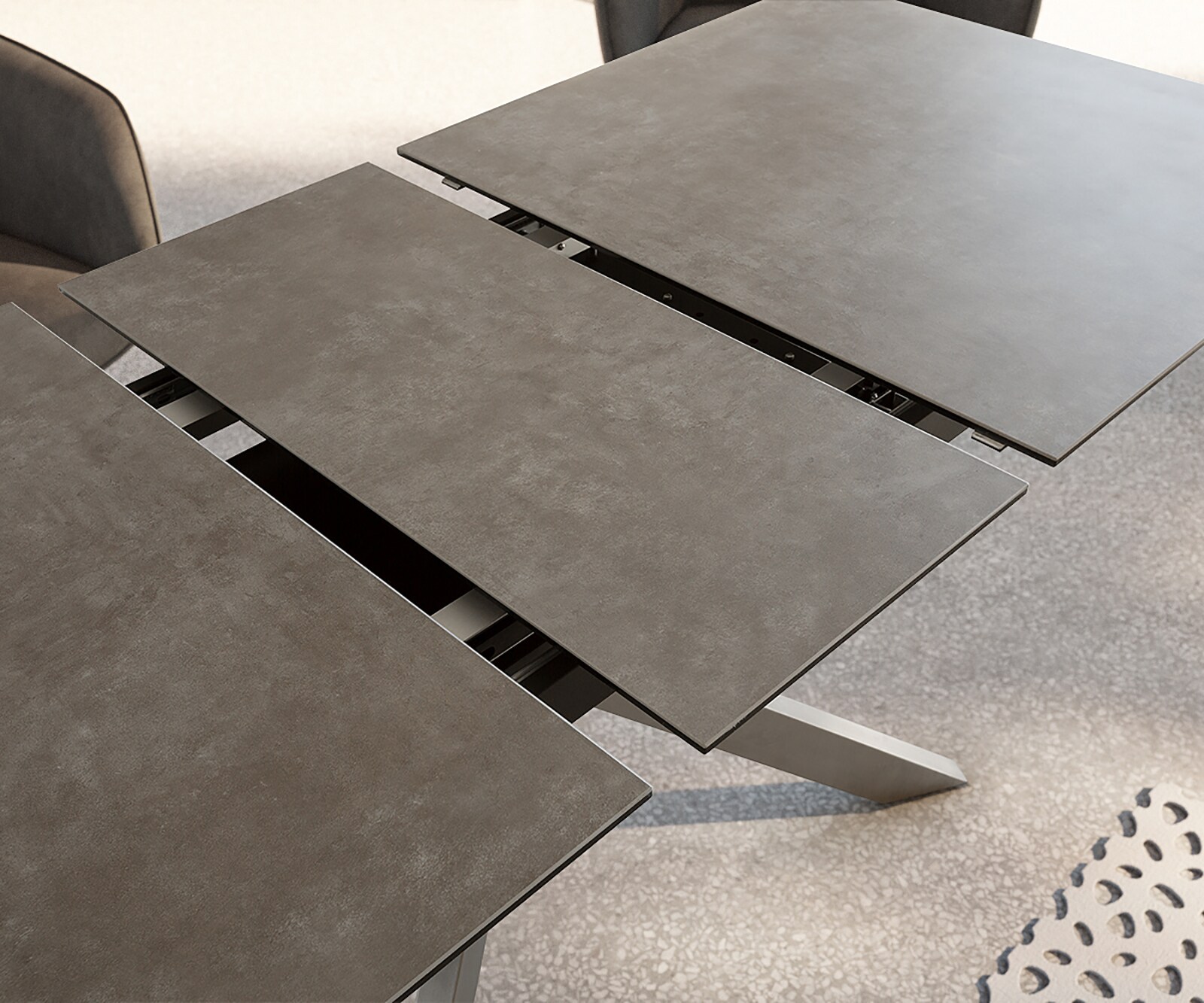 Table-manger Daven 160/200x90 cm céramique métal marron extensible 3