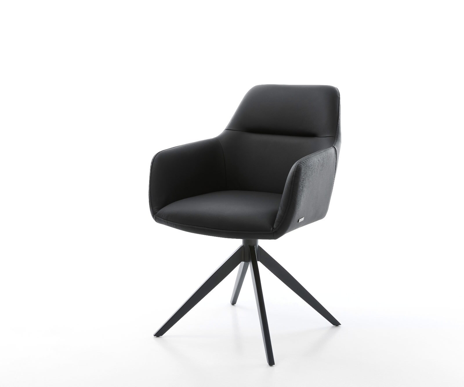 Chaise-pivotante Pejo-Flex cuir de vache noir pied croisé large noir pivotement sur 360° fonction bascule ressorts ensachés