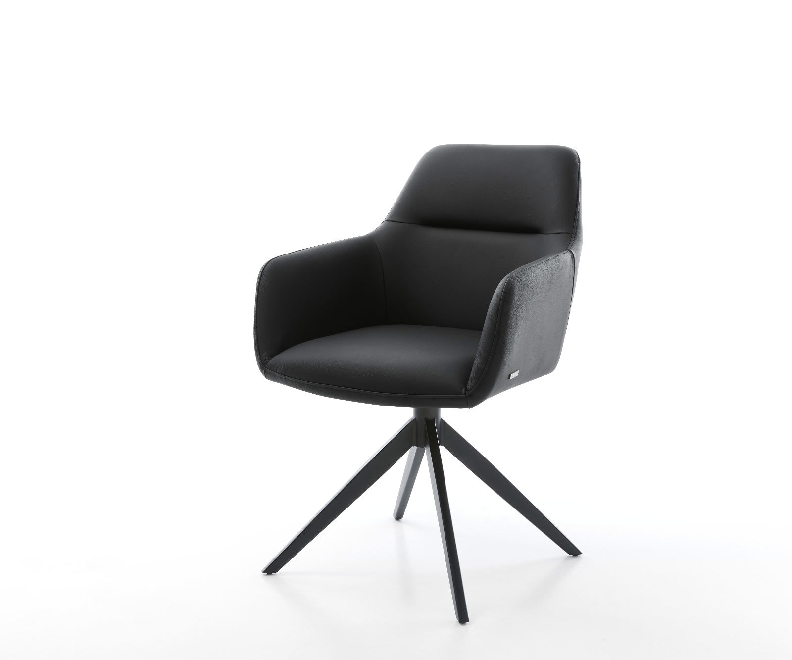 Chaise-pivotante Pejo-Flex cuir de vache noir pied croisé large noir pivotement sur 360° fonction bascule ressorts ensachés Chaise-pivotante Pejo-Flex cuir de vache noir pied croisé large noir pivotement sur 360° fonction bascule ressorts ensachés