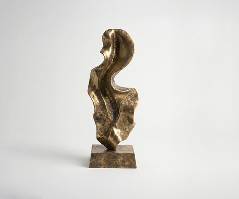 Sculpture Arvena l26 x P14 x H70 cm Aluminium Oro Antico Faite main