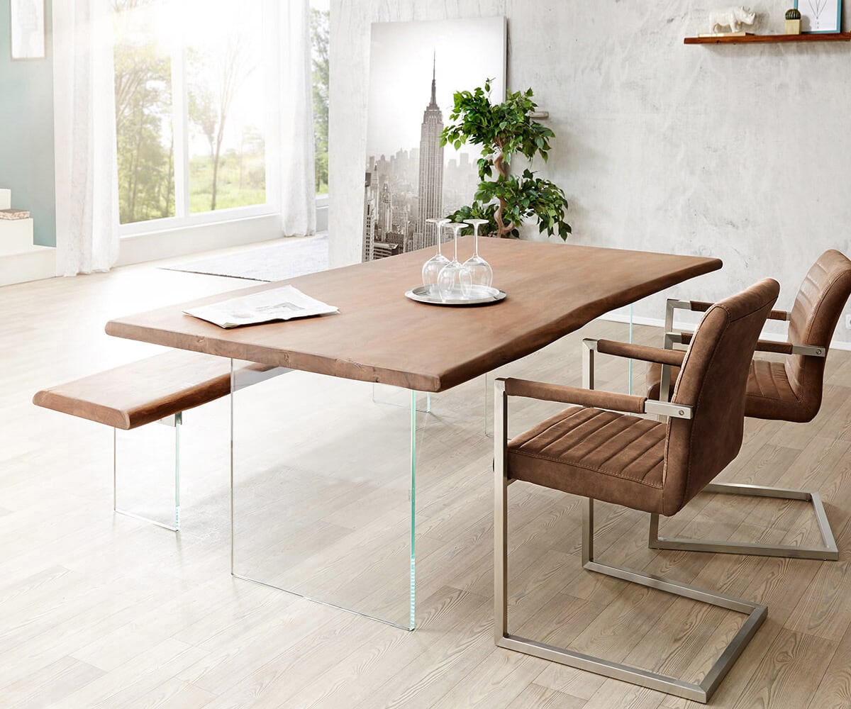 Plateau-de-table-à-manger Edge 200x100cm acacia marron Live-Edge 4